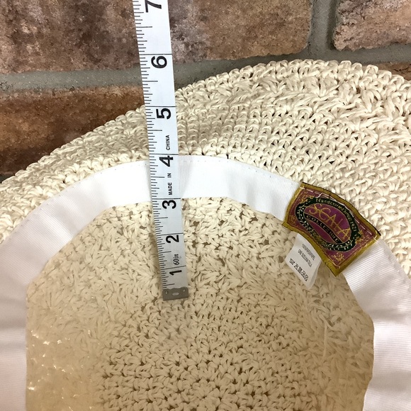 SCALIA COLLEZIONE Cream Floppy Woven Paper Hat - Picture 9 of 9